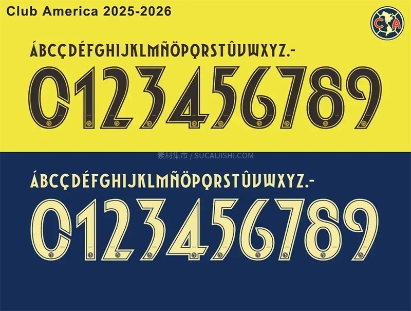 美洲俱乐部 2025-2026 联赛球衣字体